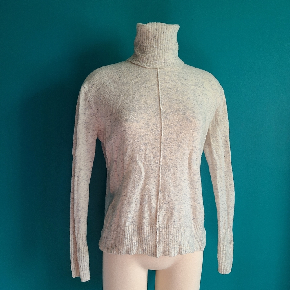 Athleta Gray marbled turtle neck merino wool sweater